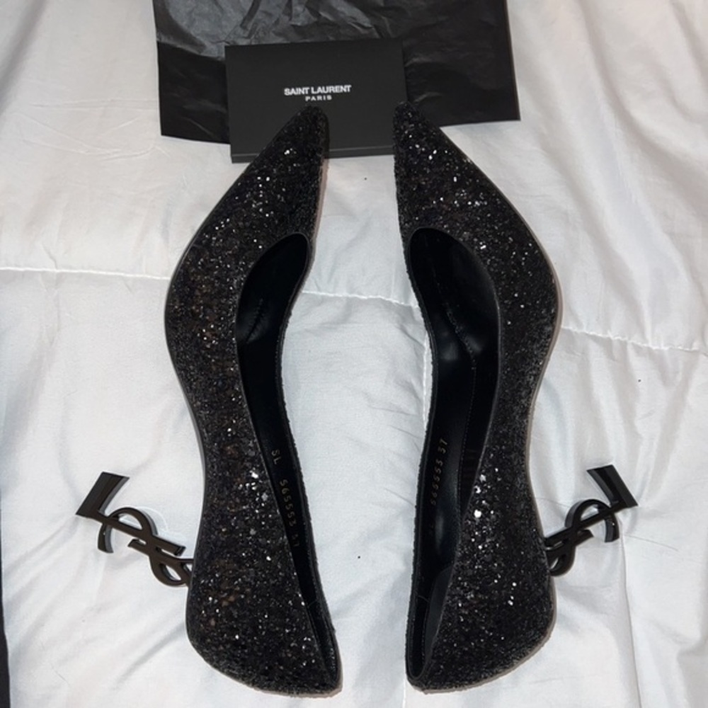NEW Saint Laurent YSL 100% Authentic glitter heels‎ 👠 - Picture 6 of 9